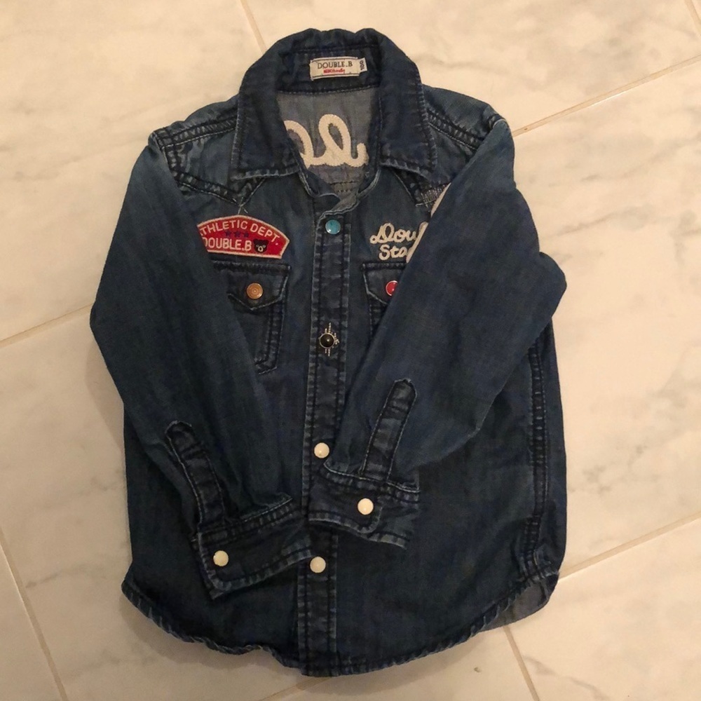 Double B mikihouse blue denim jeans shirt. EUC